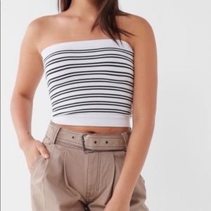 black and white striped tube top